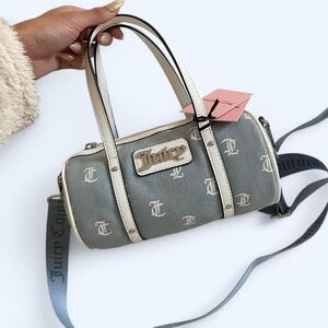 Juicy Couture Gray Mini Barrel Bag with Metallic Accents